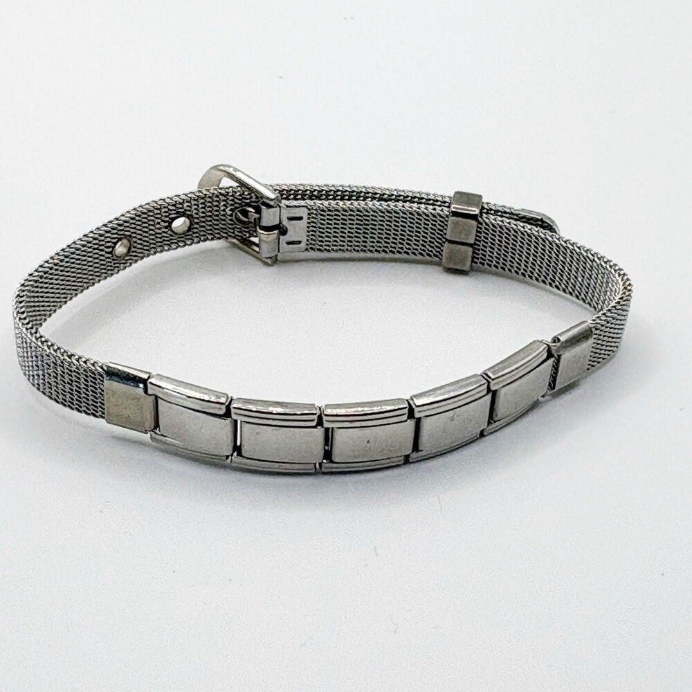 Silver Tone Mesh Belt Bracelet Adjustable